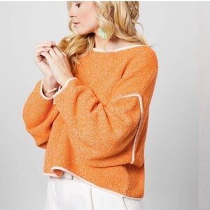 Free people Bardot sweater in orange peel preloved